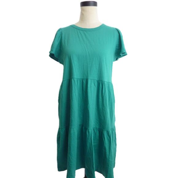 NWT J Crew Knit Tiered Mini Dress Marine Green Size S - Picture 1 of 6